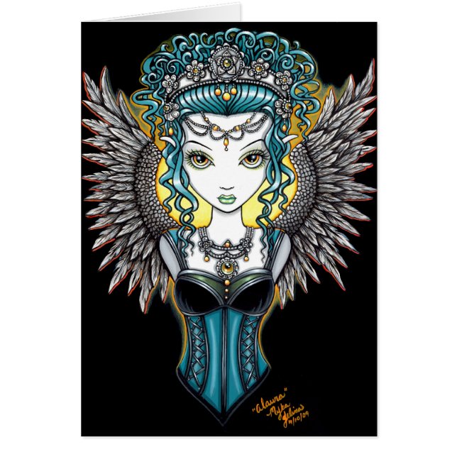 Tarjeta gótica del ángel de guarda de "Alaura" (Frente)