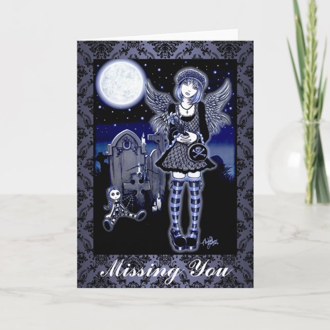 Tarjeta gótica del arte del ángel de guarda de (Anverso)