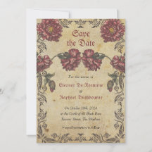 Tarjeta gótica para guardar la fecha con flores os