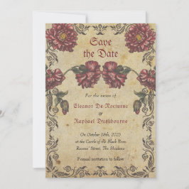 Tarjeta gótica para guardar la fecha con flores os