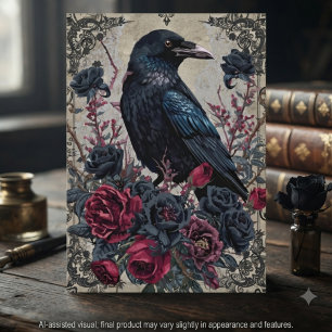 Tarjeta Gótico Cuervo Dark Academia Victoriano