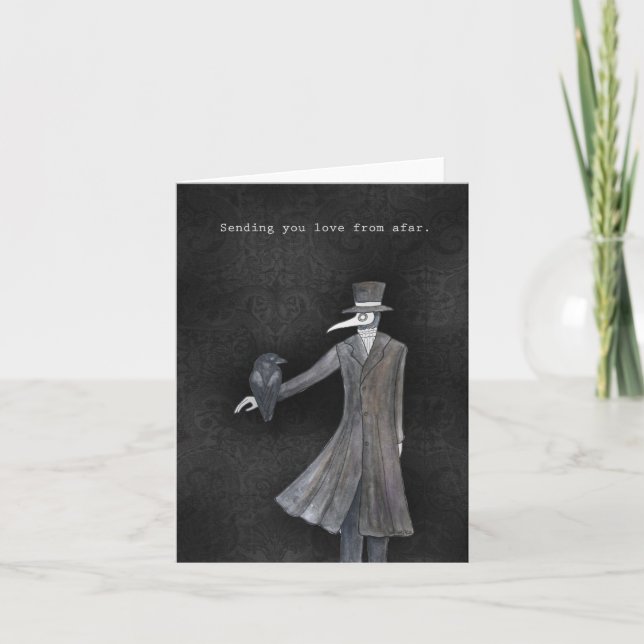 Tarjeta Gótico Médica de la peste del amor con un Raven Va (Anverso)