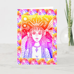 TARJETA GÓTICO MERMÁTICO, BLANCO NEGRO SEA SIREN FANTASÍA