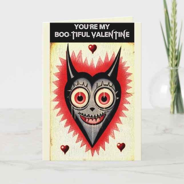 Tarjeta Gótico Sombrío Corazón de Vampiro Valentine (Anverso)