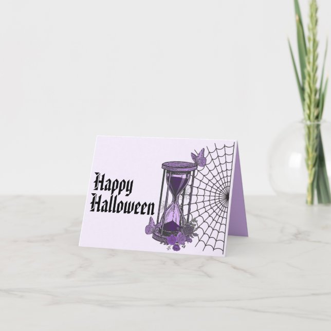 Tarjeta Gótico Spiderweb y Hourglass Halloween (Anverso)