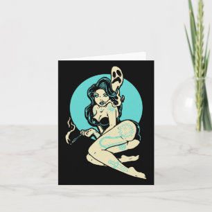 Tarjeta Gótico tatuado Pin-up Chica Horror Fantasma Luna R
