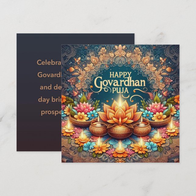 Tarjeta Govardhan Puja (Anverso / Reverso)