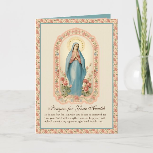 Tarjeta Gozar De Buena Salud Religiosa Oración Peach Flora (Anverso)