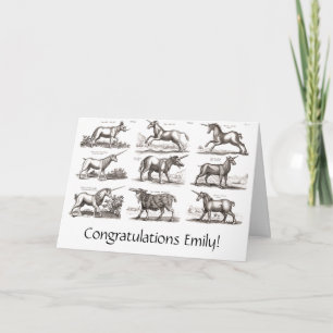 Tarjeta Grabado de Unicornio Antiguo Especimen de Zoología