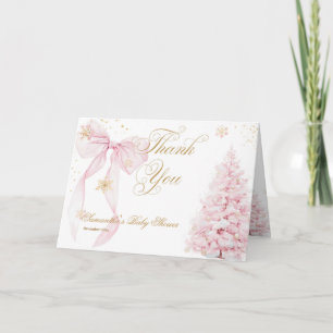Tarjeta Gracias a Bow Bow Cold Fuera De La Bebé Girl Showe