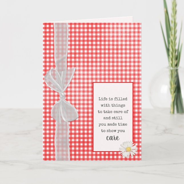 Tarjeta Gracias a Bow en Gingham (Anverso)
