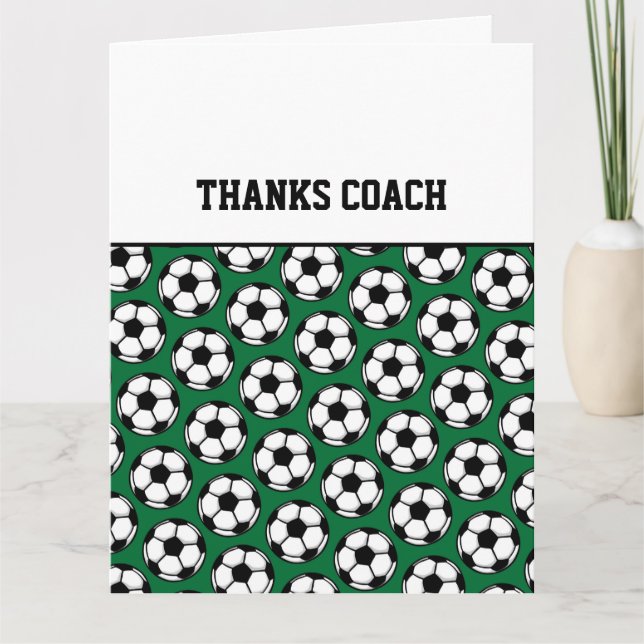 Tarjeta GRACIAS A COACH Soccer Balls Green Black White (Anverso)