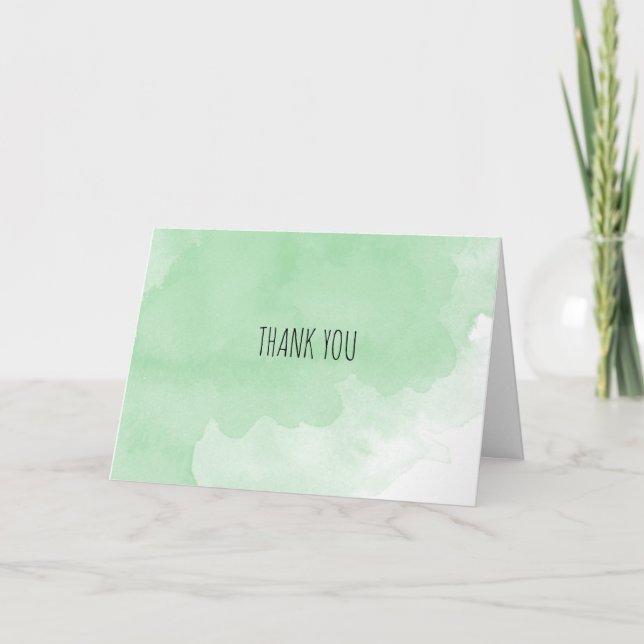 Tarjeta Gracias a Green Watercolor Faded (Anverso)