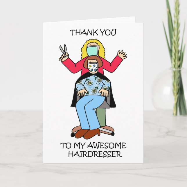 Tarjeta Gracias a Hairdresser Covid 19 Personalizado (Anverso)