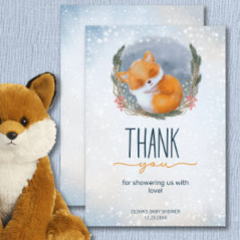 Tarjeta Gracias a la pequeña Fox Snowly Winter Baby Shower