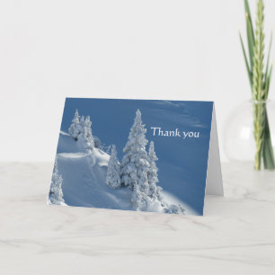 Tarjeta Gracias a los hermosos árboles de nieve de montaña