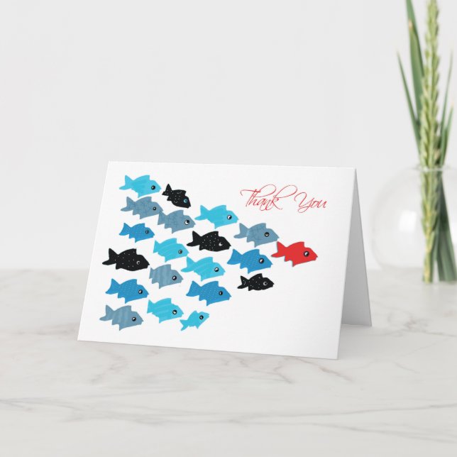 Tarjeta Gracias A Swift Team Coach Fish Siguiendo Al Líder (Anverso)