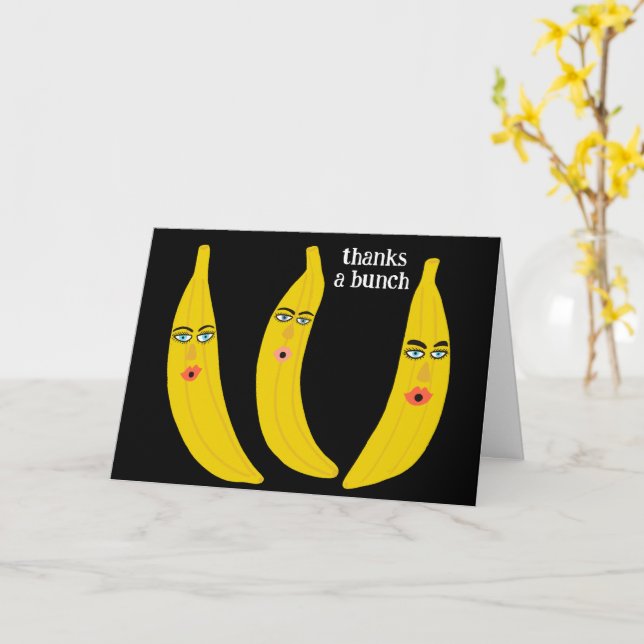 Tarjeta GRACIAS A UN BUNCH Divertidos Plátanos Gracias. (flor amarilla)