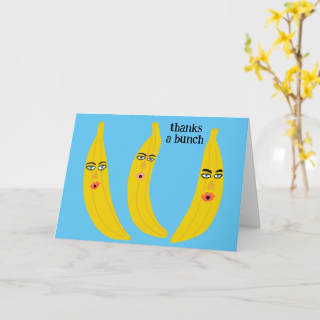 Tarjeta GRACIAS A UN BUNCH Divertidos Plátanos Gracias. (flor amarilla)