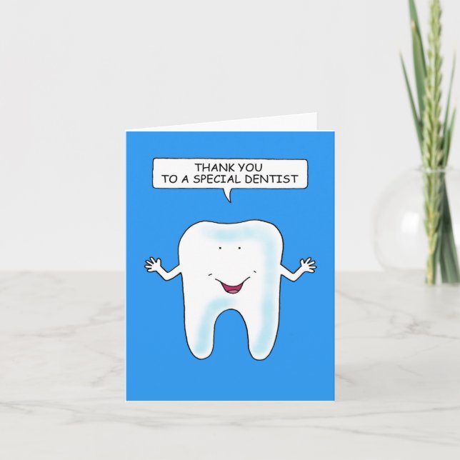 Tarjeta Gracias a un dentista especial hablando dientes (Anverso)
