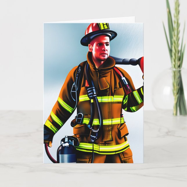 Tarjeta Gracias a un mensaje de Personalizado de bomberos (Anverso)