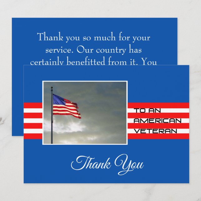 Tarjeta Gracias a un veterano estadounidense (Anverso / Reverso)