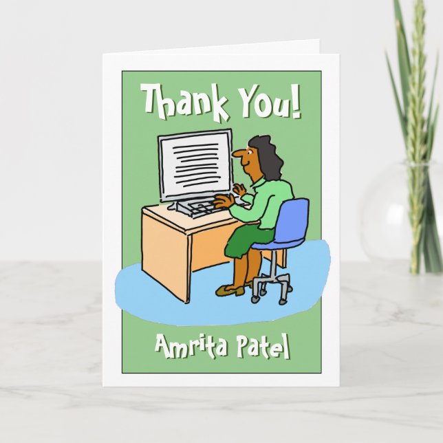 Tarjeta Gracias a una trabajadora de oficina asiática (Anverso)