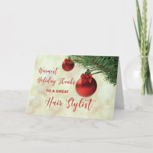 Tarjeta Gracias al adorno de árbol de Navidad para estilis
