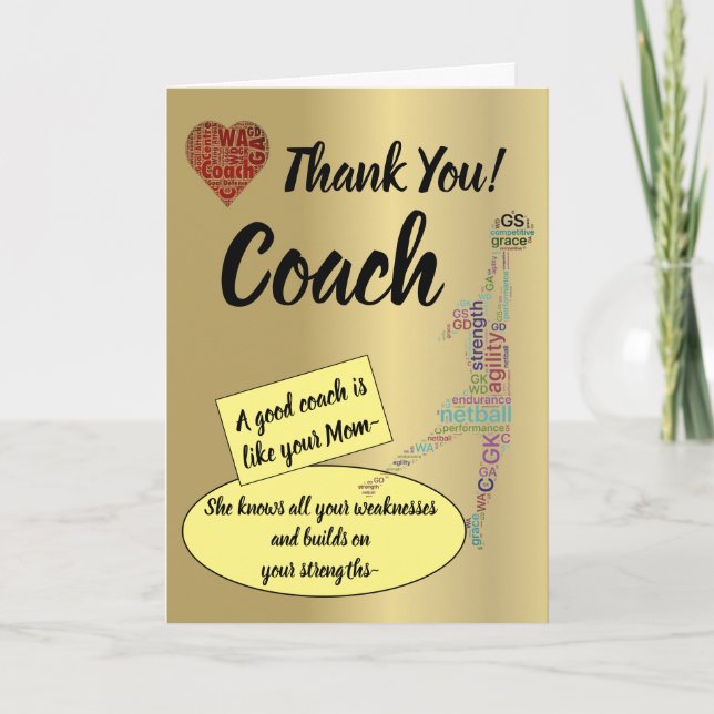Tarjeta Gracias al entrenador de cotizaciones de Netball (Anverso)