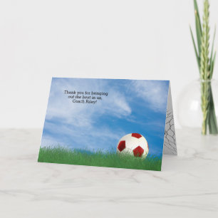 Tarjeta gracias al entrenador de fútbol
