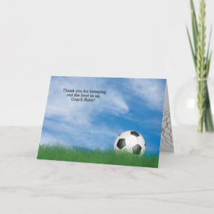 Tarjeta gracias al entrenador de fútbol