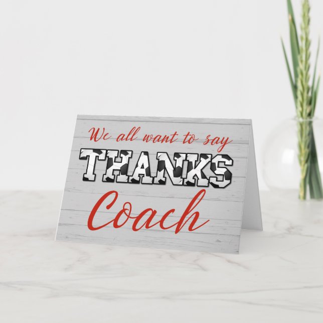 Tarjeta Gracias al entrenador de fútbol de todas las carta (Anverso)