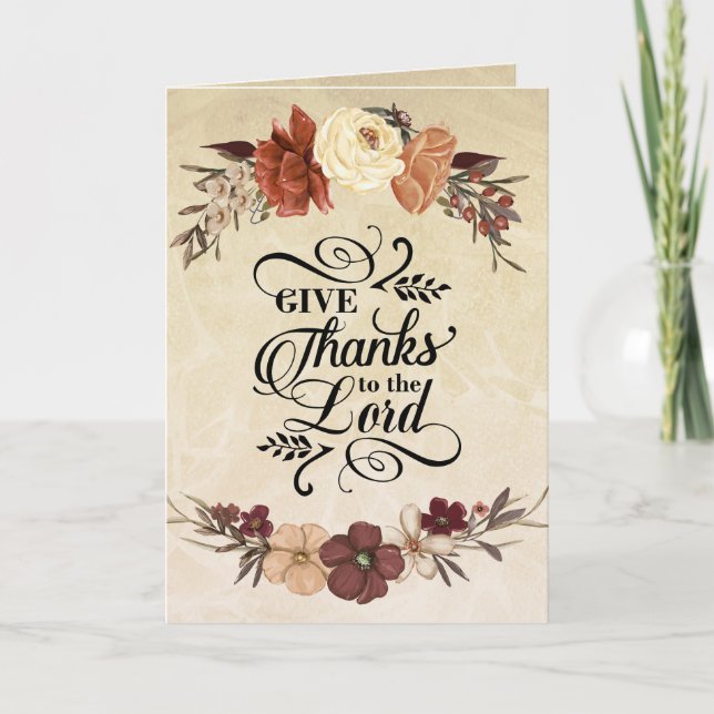 Tarjeta Gracias al Señor Biblia Verse Acción de Gracias (Anverso)