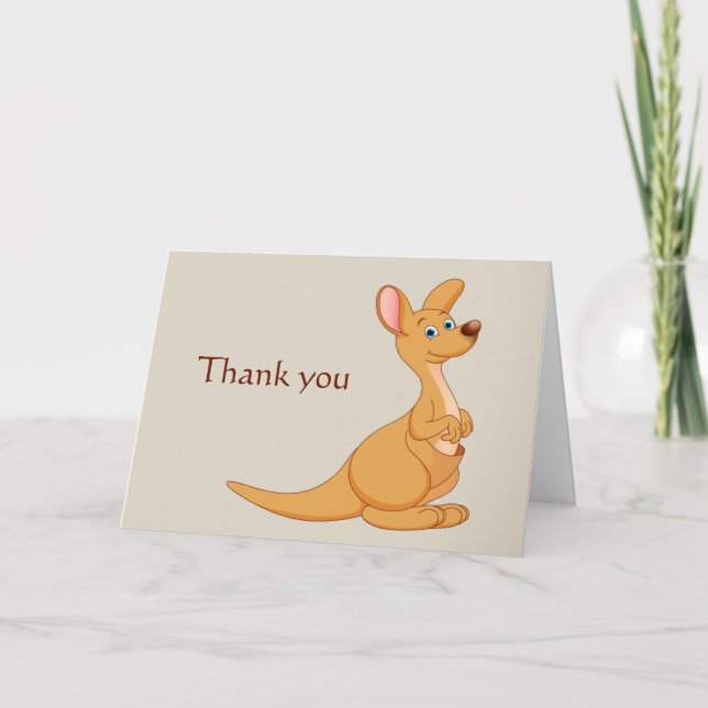 Tarjeta Gracias animal australiano canguro y escrituras (Anverso)