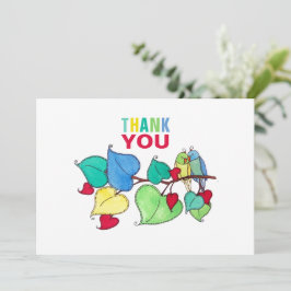 Tarjeta Gracias Audaz Lovebirds Colorful Ilustracion Car