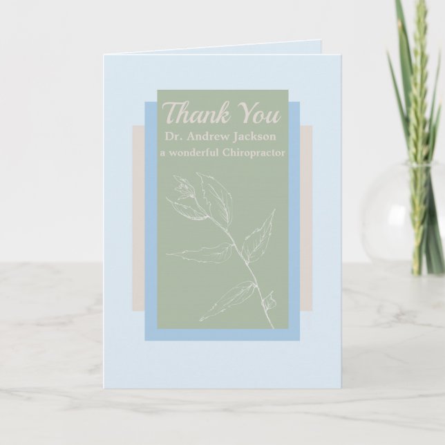 Tarjeta Gracias azul del Chiropractor personalizado (Anverso)