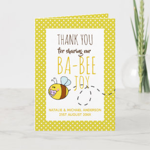 Tarjeta Gracias BA-BEE Baby Shower Greeting Yellow Cute