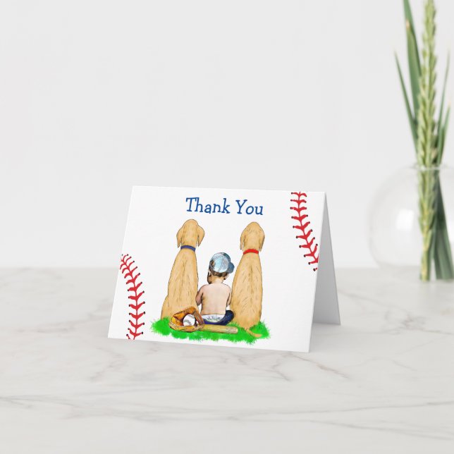 Tarjeta Gracias Baby Shower por el tema del béisbol infant (Anverso)