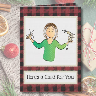 Tarjeta Gracias Beautician Hairstylist por sus Navidades