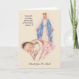 Tarjeta Gracias Bebé Niña Virgen María Bendita Católica