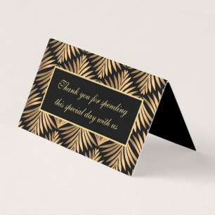 Tarjeta Gracias Black Gold Art Deco Gatsby Fiesta de Boda