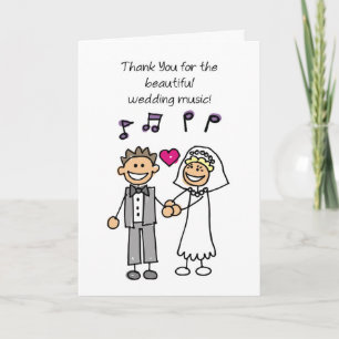 Tarjeta Gracias Boda Ceremony Music Stick Figures