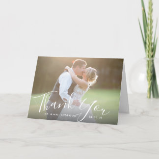 Tarjeta Gracias Boda de fotos con letras de mano y letras
