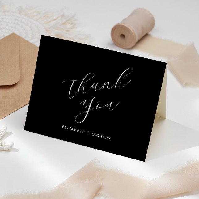 Tarjeta Gracias Boda de guiones blancos y negros (Subido por el creador)