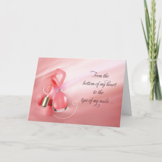 Tarjeta Gracias Boda Manicurista Pink Nail Polaco (Anverso)