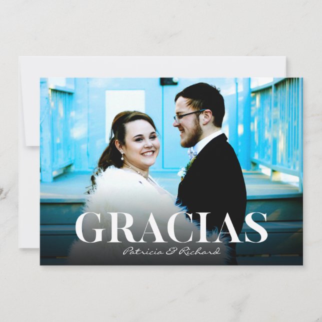 Tarjeta Gracias Boda Modern Font (Anverso)