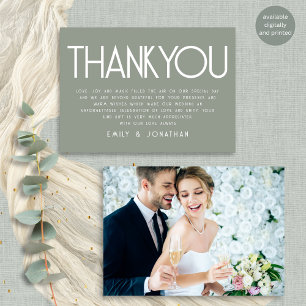 Tarjeta Gracias Boda verde sabio de texto minimalista