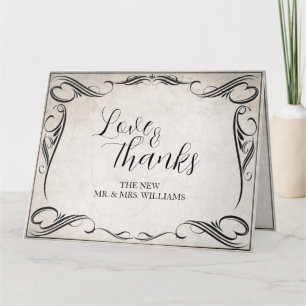 Tarjeta Gracias Boda vintage de Art Deco negro