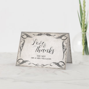 Tarjeta Gracias Boda vintage de Art Deco negro