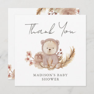 Tarjeta Gracias Boho Botanical Sweet Bear Baby Shower